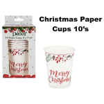 Christmas Paper Cups - 10 Piece, 8 x 9cm   